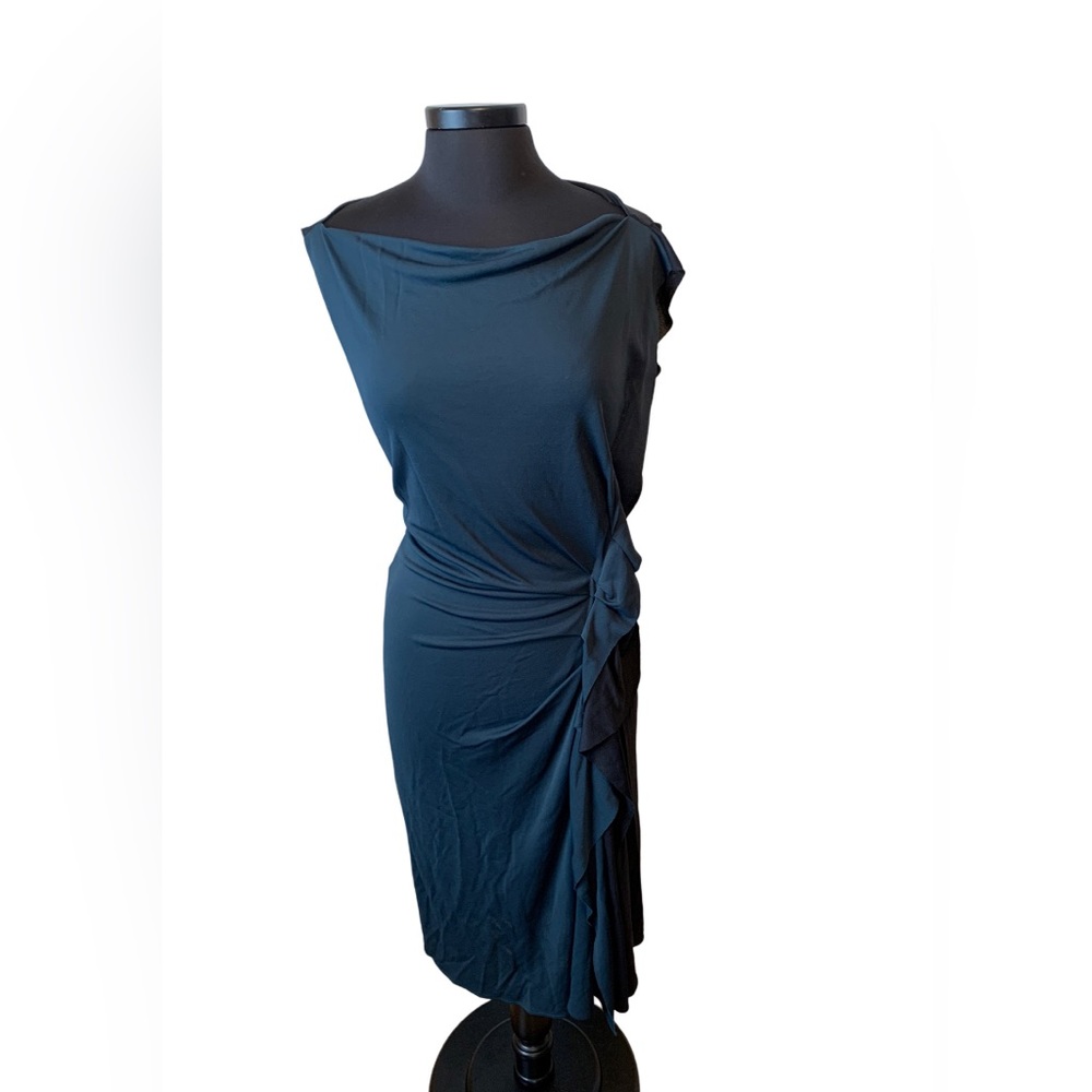 Lanvin Casual Sleeveless Jersey Dress Two Toned Gathered